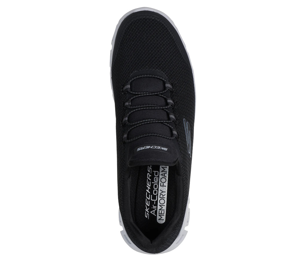 "Tenis Skechers negro con tecnología para caminar"