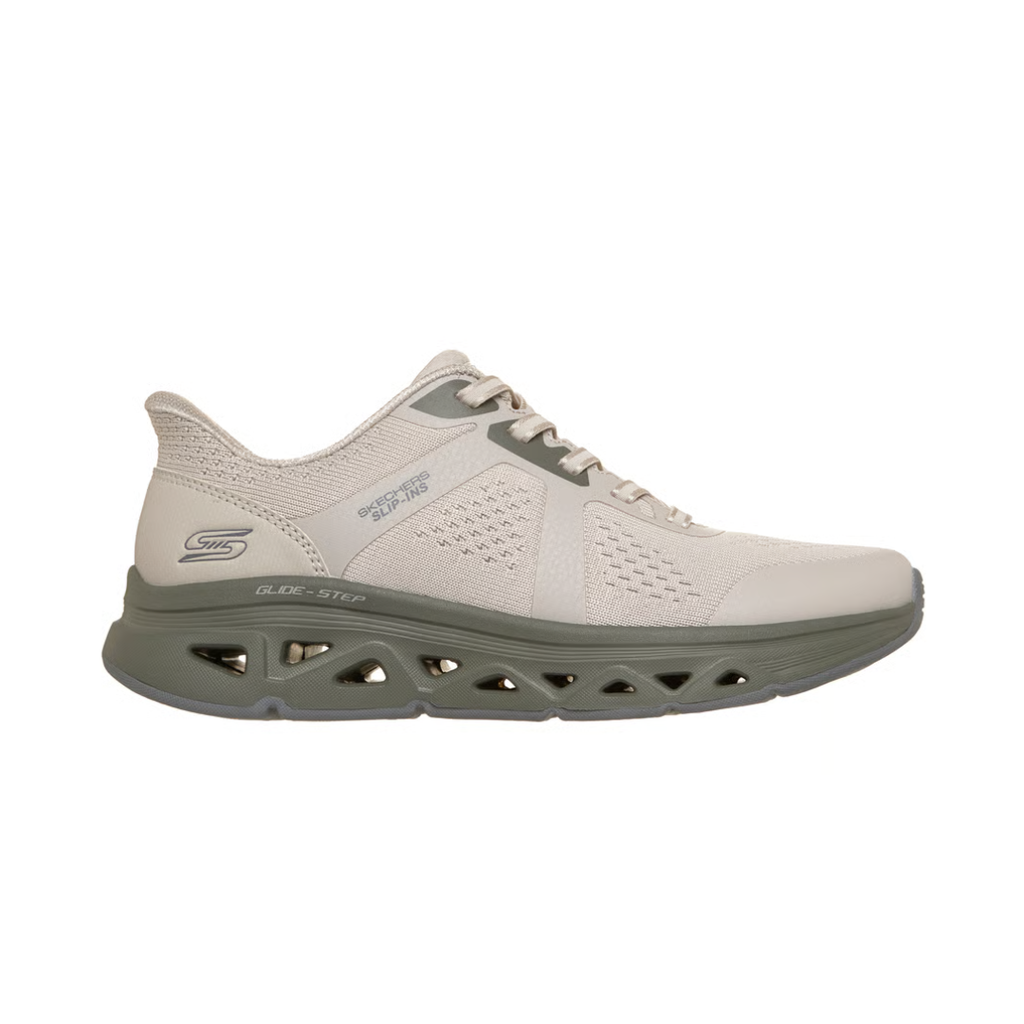 "Tenis Skechers mujer beige para caminar slipins"