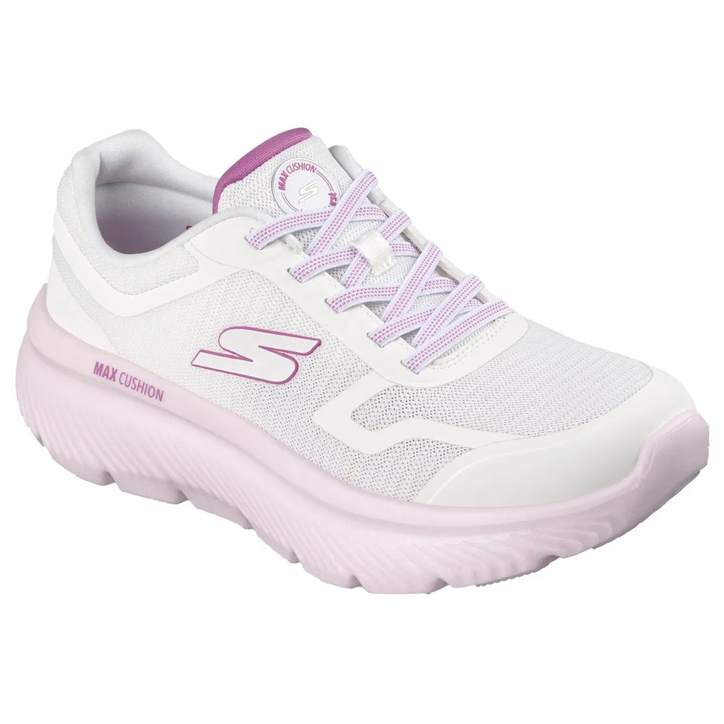 "Skechers walk go max cushionng hyper burst mujer blanco púrpura para caminar"