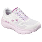 "Skechers walk go max cushionng hyper burst mujer blanco púrpura para caminar"