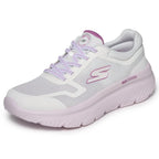 "Skechers walk go max cushionng hyper burst mujer blanco púrpura para caminar"