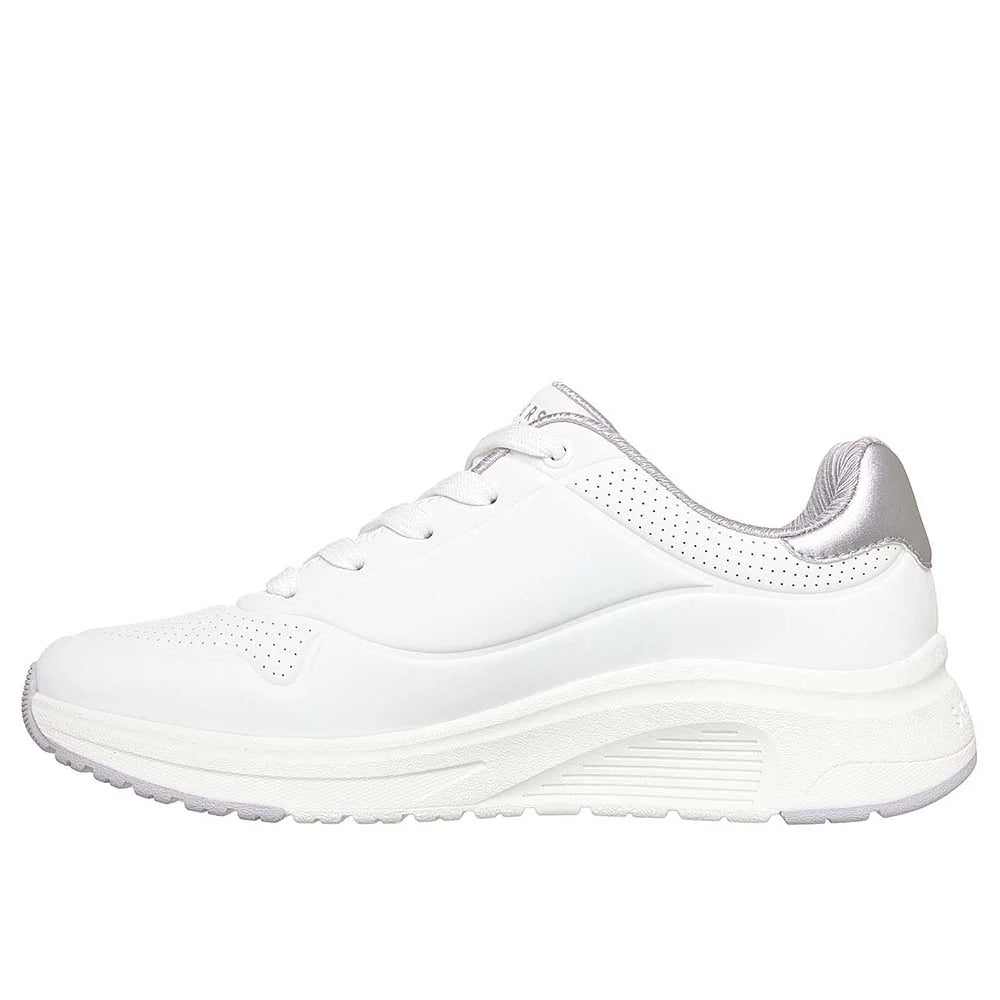 "Tenis Skechers Blanco/Plateado Mujer uso diario"