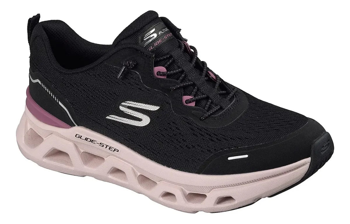 "Tenis Skechers mujer negro para correr"